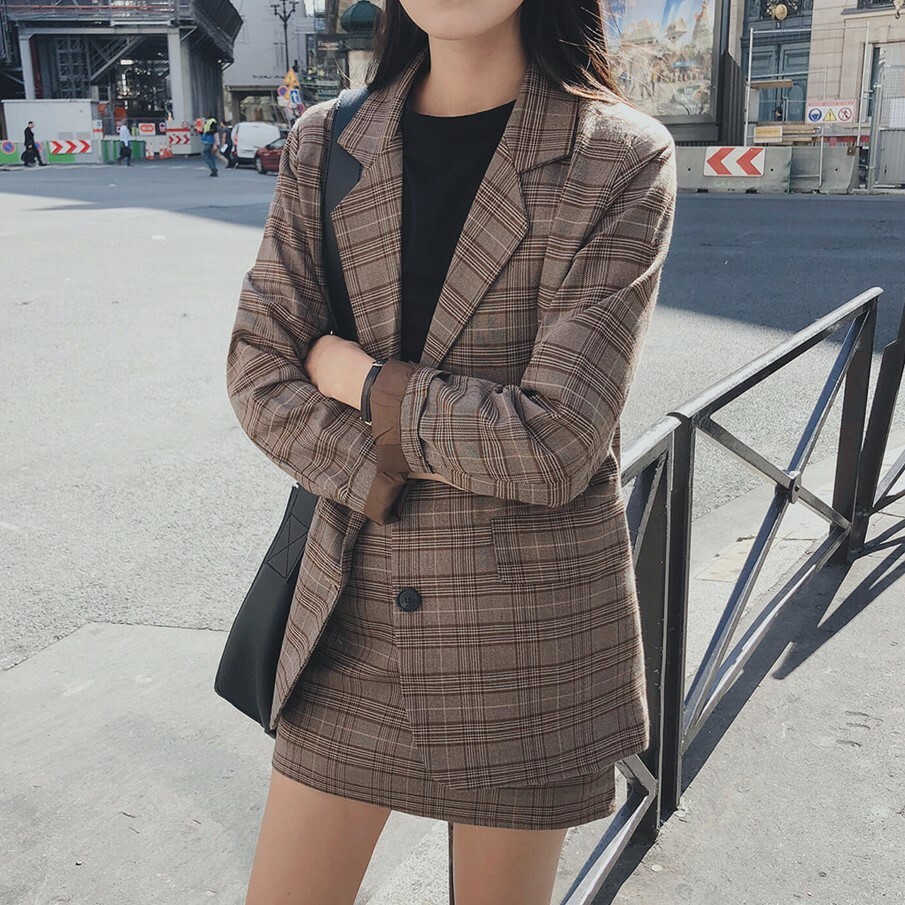 秋新作 セットアップ レディース 上下レディースセットアップ セットアップレディース 秋 冬 セットアップnew セットアップ レディース ジャケット 長袖 セットアップスカート スカート 春 きれいめ オフィス ブラウン 大きいサイズ チェック Viento