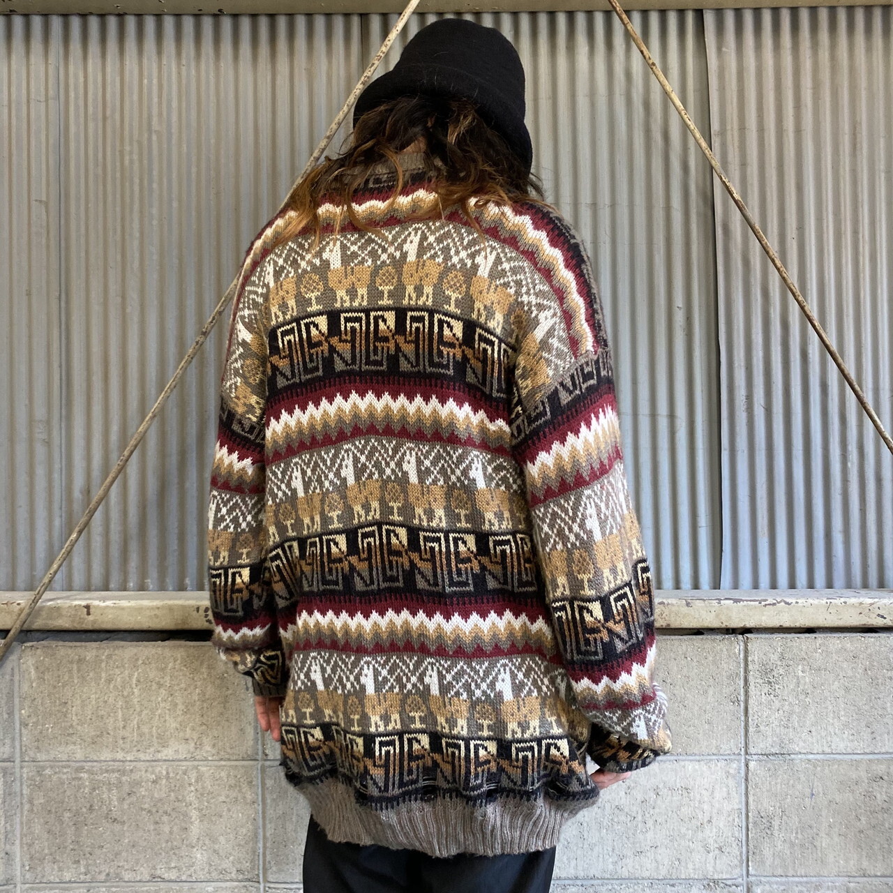 アルパカ 総柄 ネイティブ柄 ニットセーター メンズxl 古着 ニットセーター Cave 古着屋 公式 古着通販サイト