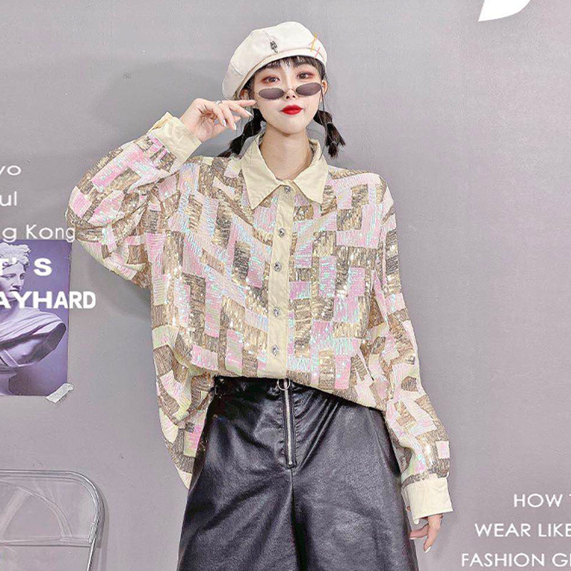 やや太った秋プラスサイズのブラウスの女性は薄く 洋風 陰謀 太ったmm年齢の削減 ファッショナブルなシャツ 革のショートパンツ ファッション ミックスインファッション Mixlily Shop 7