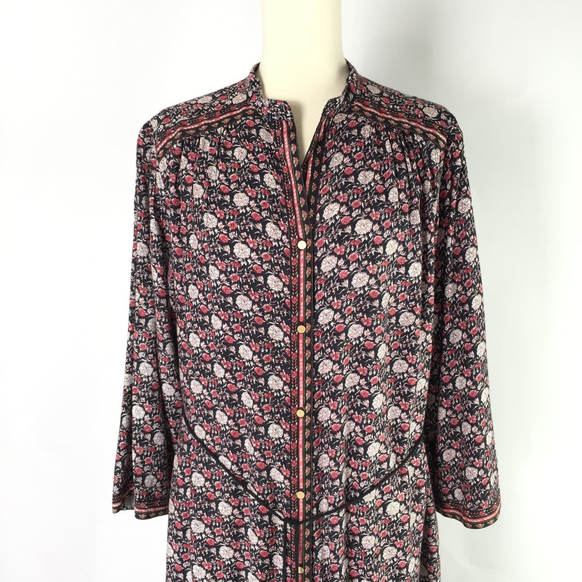 Journal Standard Relume ジャーナルスタンダードレリューム 19ss レーヨンフラワーロングワンピース 羽織り 長袖 フリンジリボン 黒ピンク フクル ファッションブランドユーズドセレクトショップ