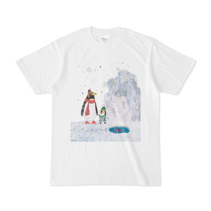 前面プリントイラストtシャツ ペンギンおやこ Orange Garden