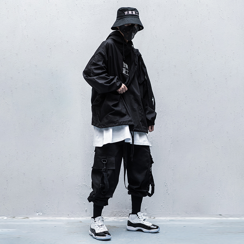 蒸汽シリーズ カジュアルパンツ 2color 男女兼用 メンズ カップル服 M L Ll ブラック グレー 黒い かっこいい Elegant