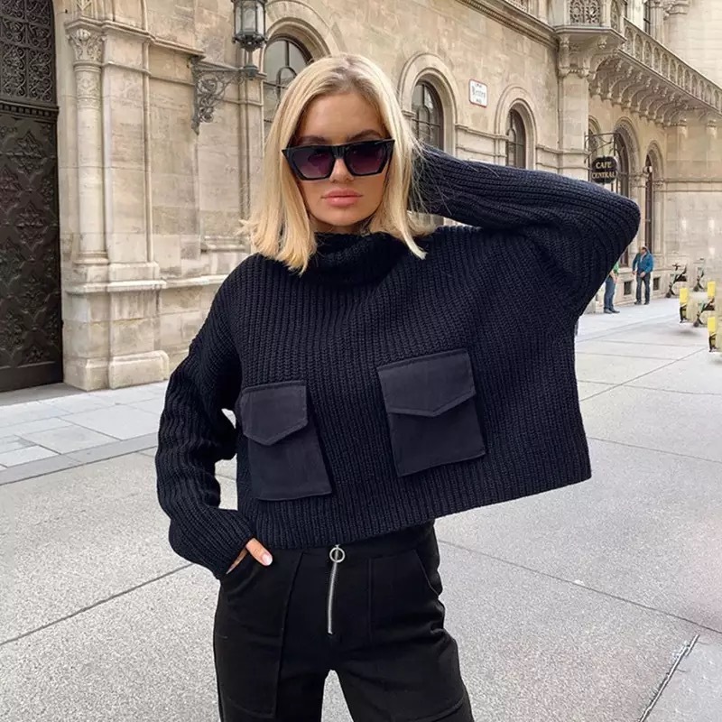 お洒落可愛い 海外ファッション インポート カジュアル タートルネック ニット M Aselect