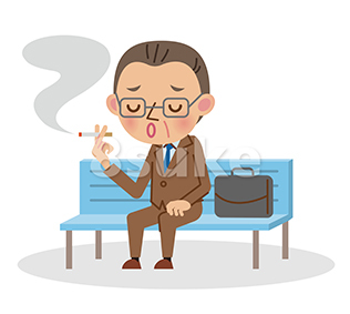 イラスト素材 ベンチに座ってたばこを吸う中年のビジネスマン ベクター Jpg 8sukeの人物イラスト屋 かわいいベクター素材のダウンロード販売