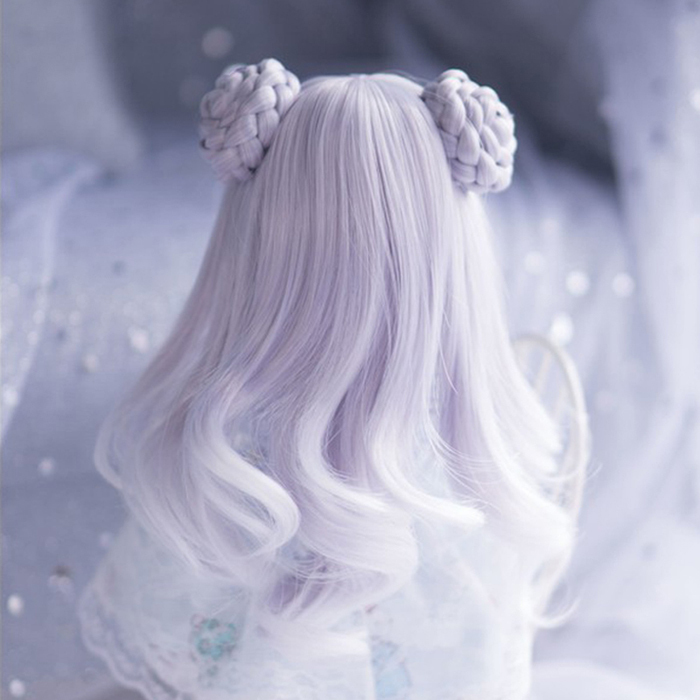 Bjdドール用ウイッグ Wig スーパーロング Super Long カーリーヘア カール 双お団子ヘア グラデーション ブルーホワイト Blue White Sdサイズ人形用 Mwss Btgarden