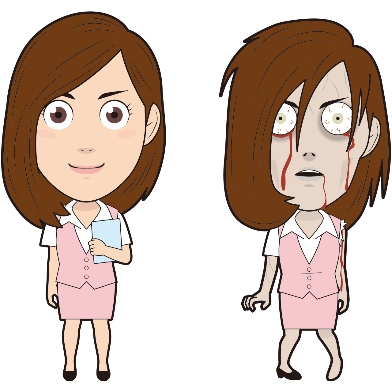 ゾンビ女性会社員ビフォーアフター Sozaido