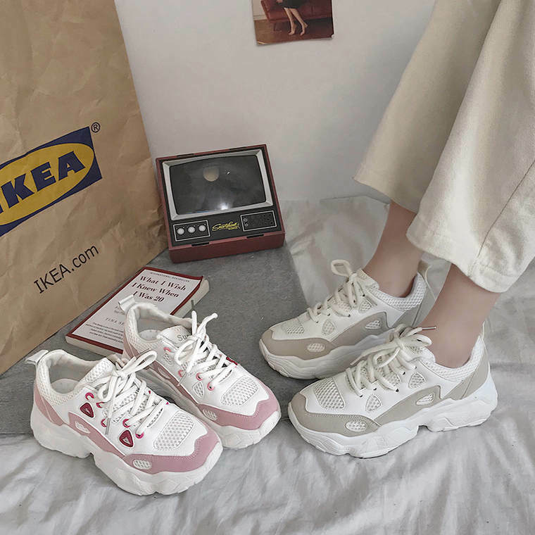 送料無料 スポーツmixコーデに パステルカラー おしゃれ 厚底 ハイテクスニーカー ダッドシューズ Lamitte Deco トレンド 韓国ファッション ショップ