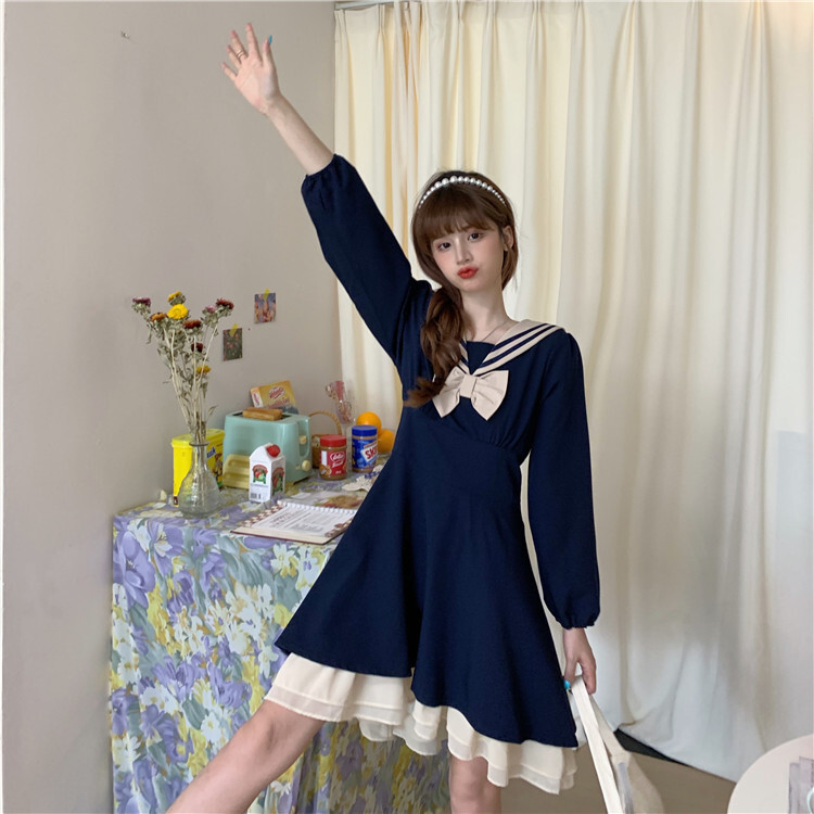 セーラー襟 学生服 ｊｋ スクール セーラー襟ワンピース 双子コーデ 双子ファッション セーラーワンピース N004 Rumina Select Shop