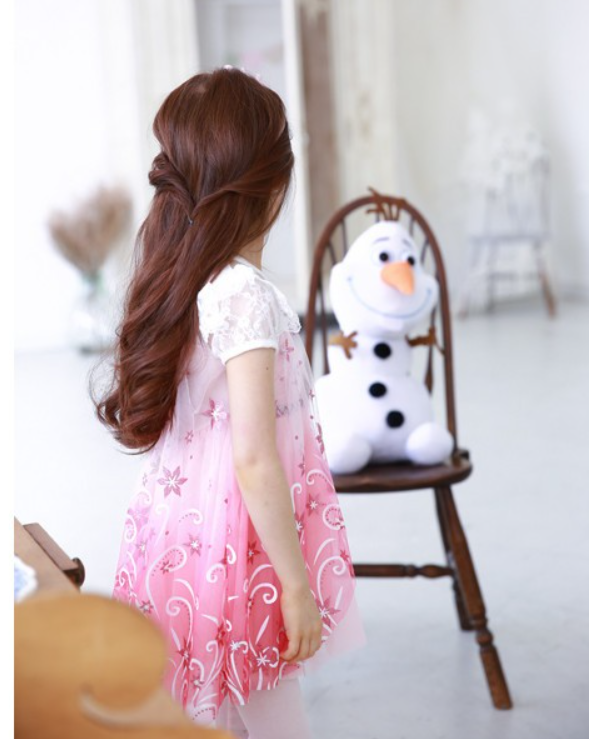 グリーン ピンク 半袖 ワンピース 花柄 エルサ アナ雪 ワンピ 女の子 可愛い 綺麗 グラデーション チュニックワンピース Antoinette