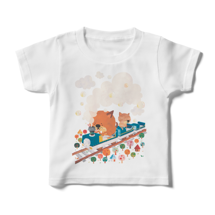 前面プリントイラストキッズtシャツ 汽車ぽっぽー Orange Garden