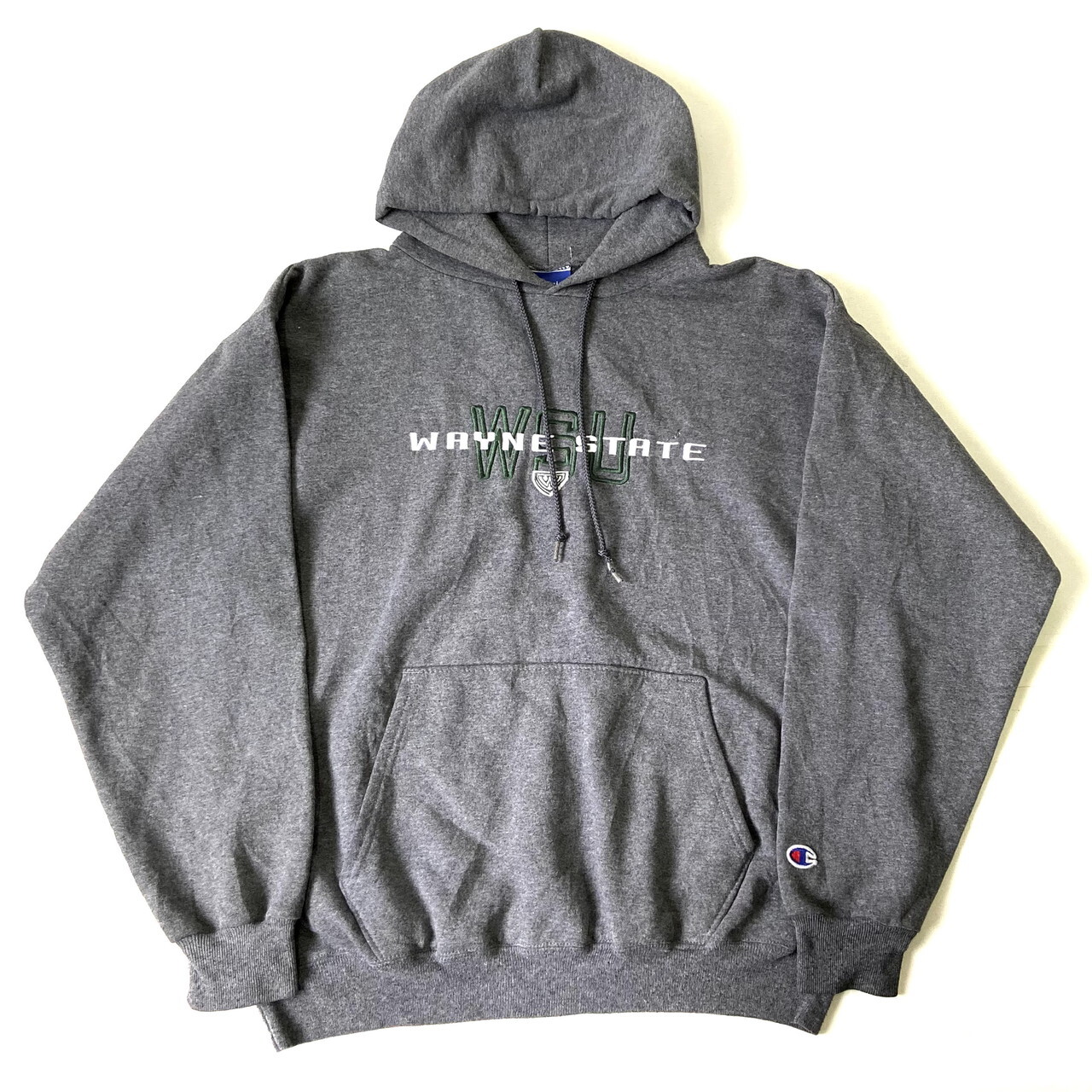 Champion チャンピオン Wayne State University カレッジ ロゴ 刺繍 プルオーバーパーカー メンズm レディース 古着 スウェットパーカー グレー 灰色 パーカー Al2109 Cave 古着屋 公式 古着通販サイト