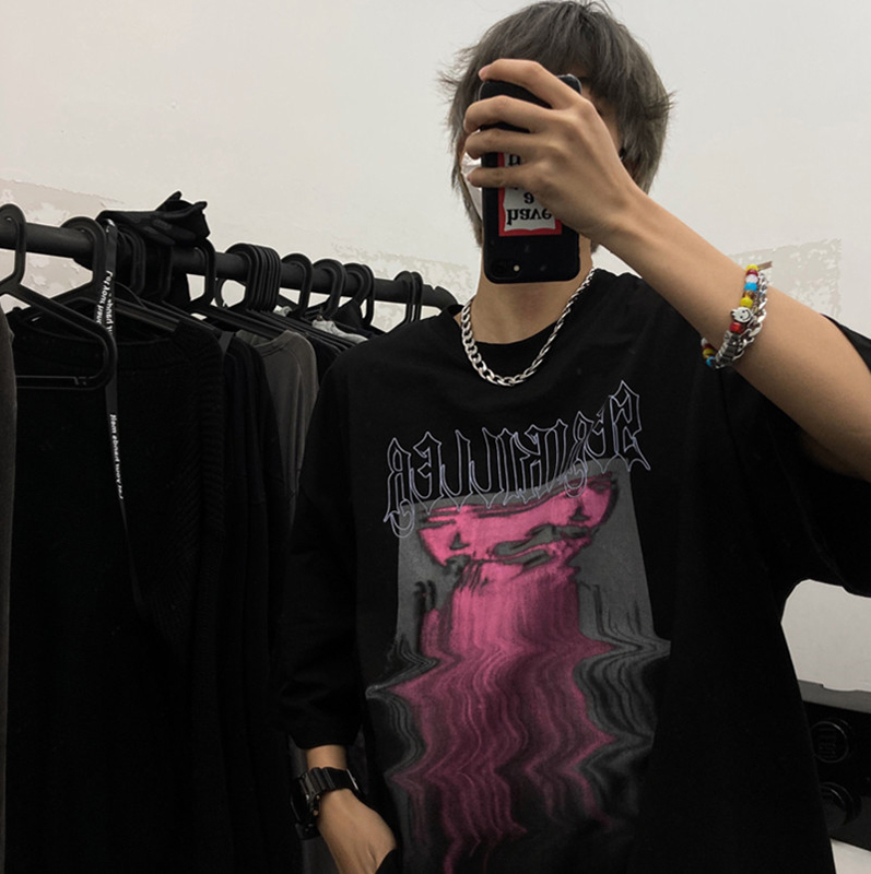 大魔王シリーズ Tシャツ 2color トップス 男女兼用 カップル服 メンズ かっこいい 青 黒 ゆったり Elegant