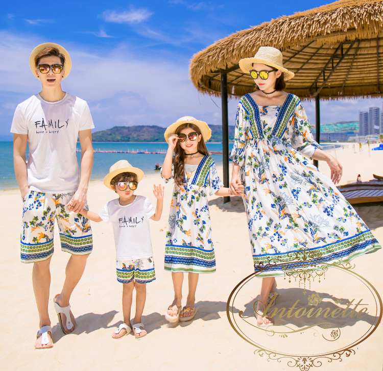 リゾート ペアルック 親子コーデ ワンピース 短パン レディース メンズ キッズ Summer Family Botanical Fashion Antoinette