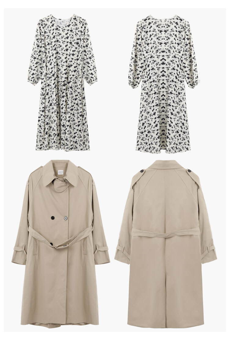 送料無料 今っぽレトロかわいい 花柄ワンピース トレンチコートのセット 2点セット こなれ おとなかわいい Lamitte Deco トレンド 韓国ファッション ショップ