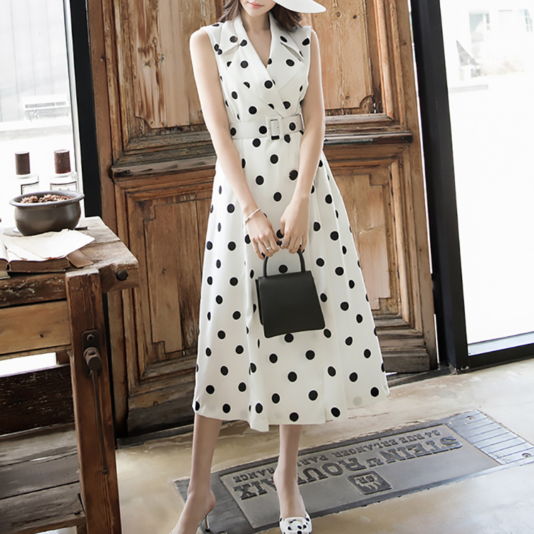 レトロドットシャツワンピース 2color Linolala