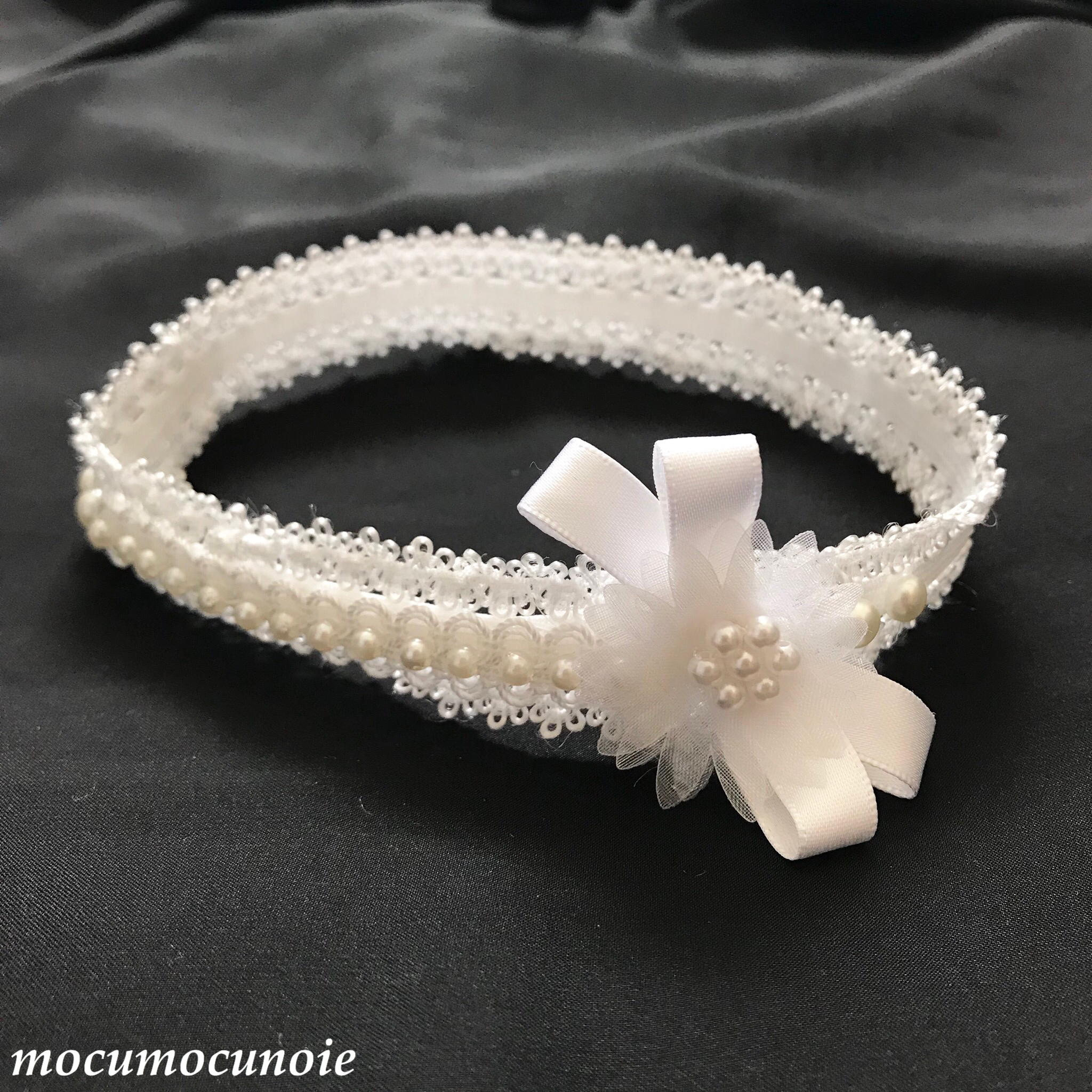 パールリボンのヘアバンド 韓国子供服 ベビーグッズ Mocu Mocuの家