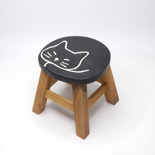 スツール 木製 おしゃれ 子供 椅子 チェア 太っちょねこ ネコ 猫 キッズチェア 花台 飾台 ミニチェア 丸椅子 イス かわいい 雑貨屋リエット