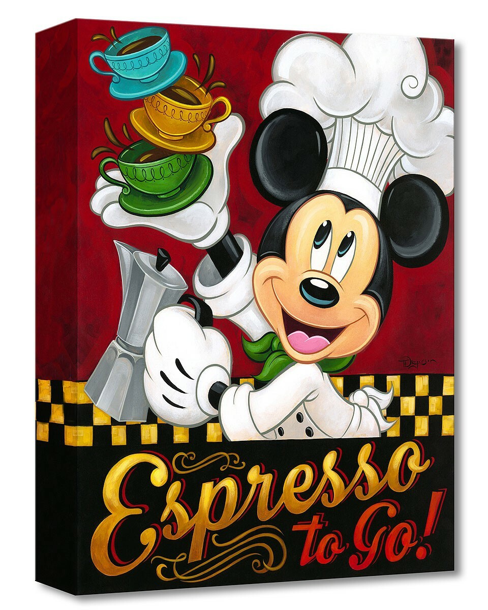 ディズニー ミッキーマウス Espresso To Go 作品証明書 展示用フック付 限定1500部キャンバスジークレ インテリア アート 絵画インテリア ディズニー絵画 ポスター