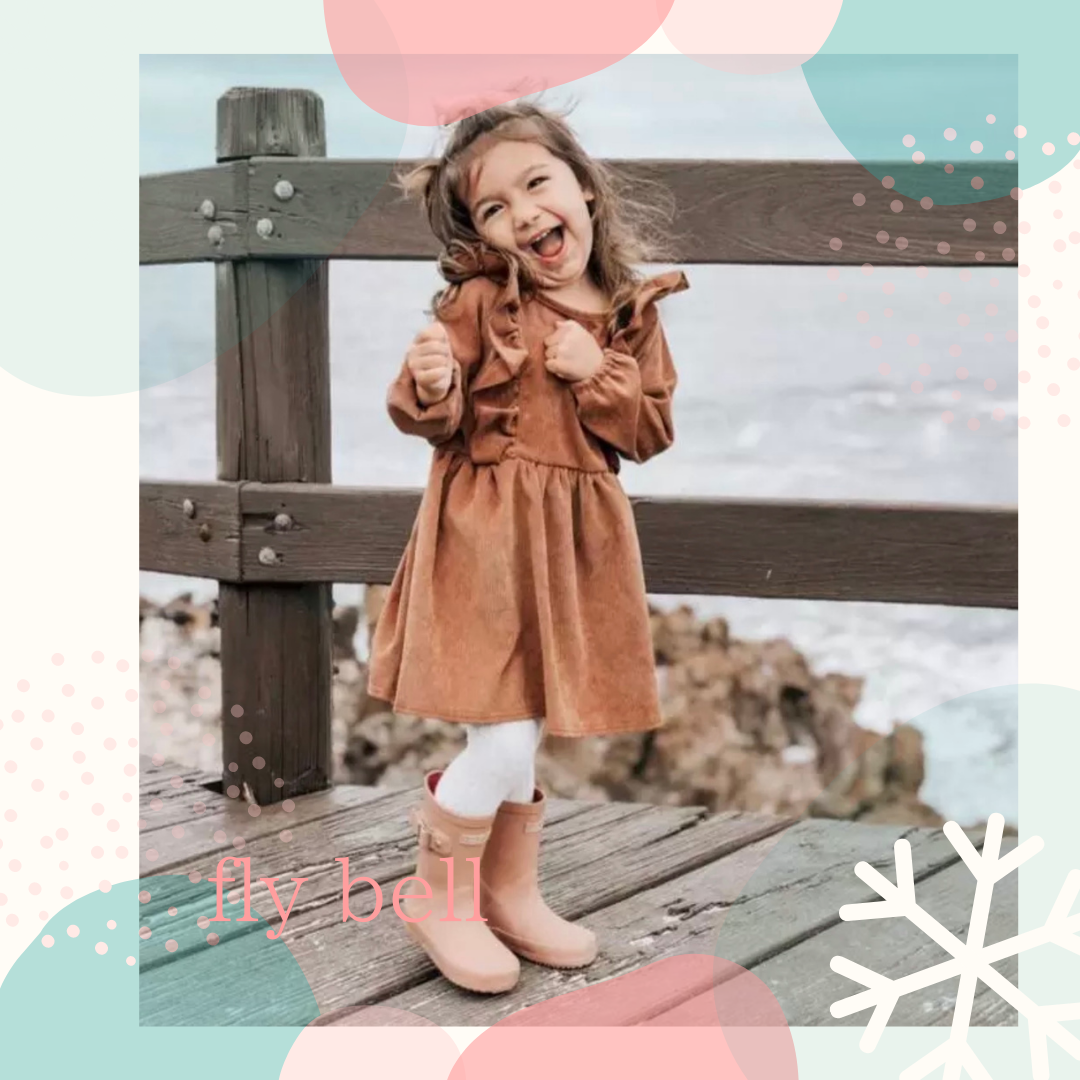 コーデュロイフリルワンピース 海外子供服 プチプラ ワンピース ワントーン 女の子 キッズ ベビー 海外子供服 Fly Bell Import Select Shop