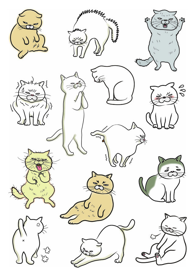 ブサ猫いろいろ１ ベクター Aiデータ イラスト ダウンロード販売 小さな小さな雑貨店 ぶさねこかん