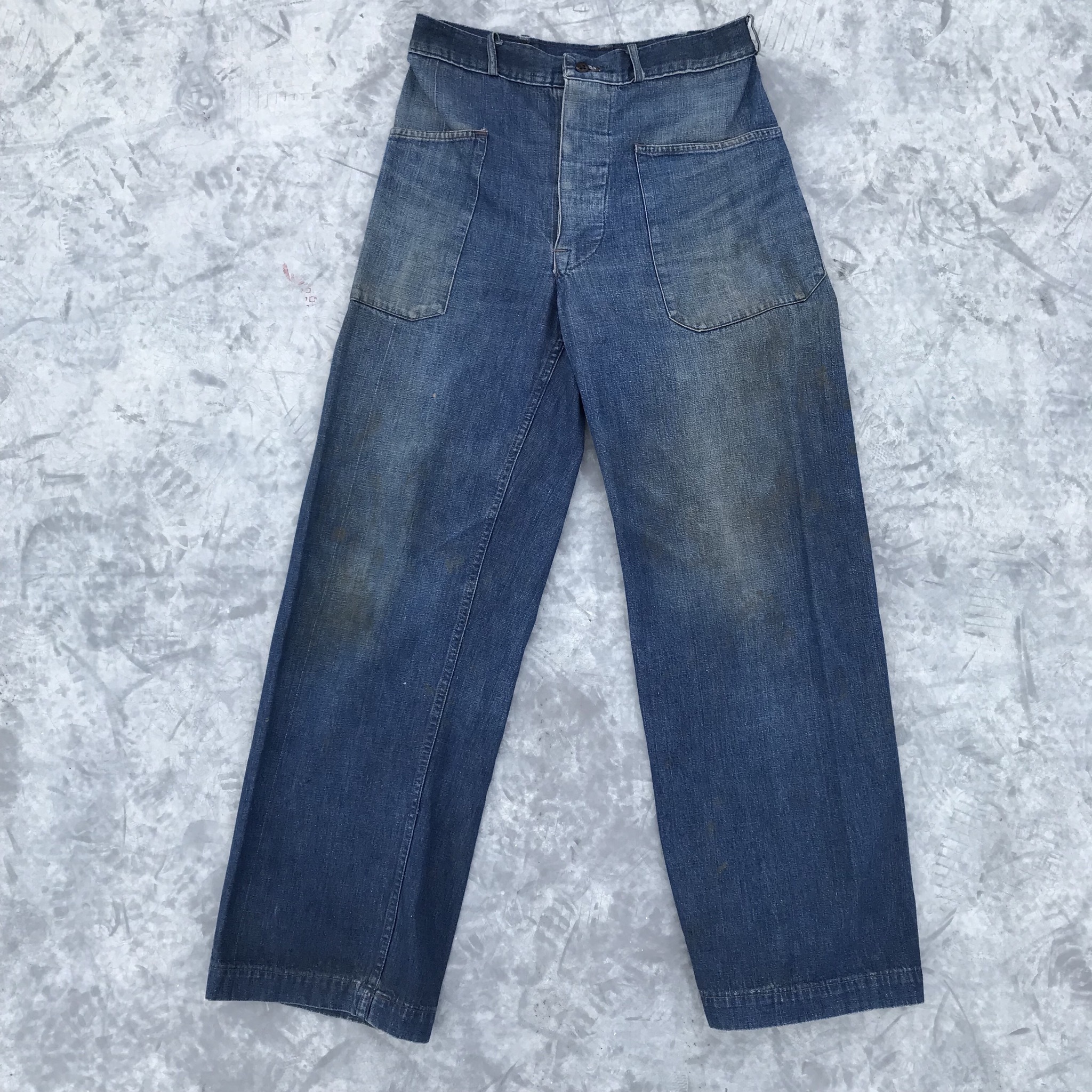 40 S U S Navy デニムセーラーパンツ Ww Ii 巻きパンツ ストレートタイプ W30 色落ち良好 ミリタリー Agito Vintage