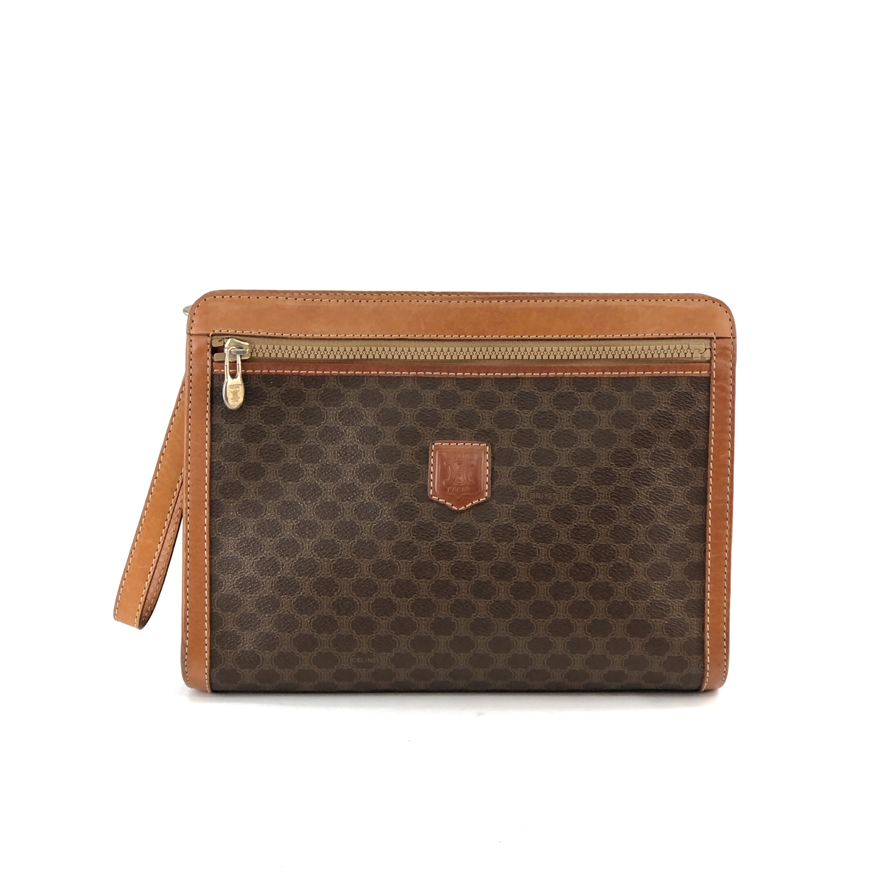 CELINE セリーヌ マカダム柄 ブラゾン クラッチバッグ ブラウン オールドセリーヌ vintage ヴィンテージ u7tdz5 | VintageShop solo powered by BASE