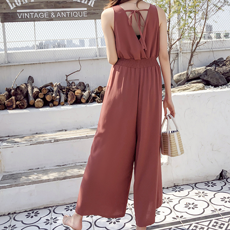 オールインワン サロペット ワイドパンツ ロングワンピース テラコッタ 大人カジュアル サスペンダー ドレス 韓国ファッション オールインワイドパンツ 韓国 オーバーオール 夏 レディース 春 夏 コーデ 激安 テラコッタ レンガ色 送料無料 Hiro Stylish Shop