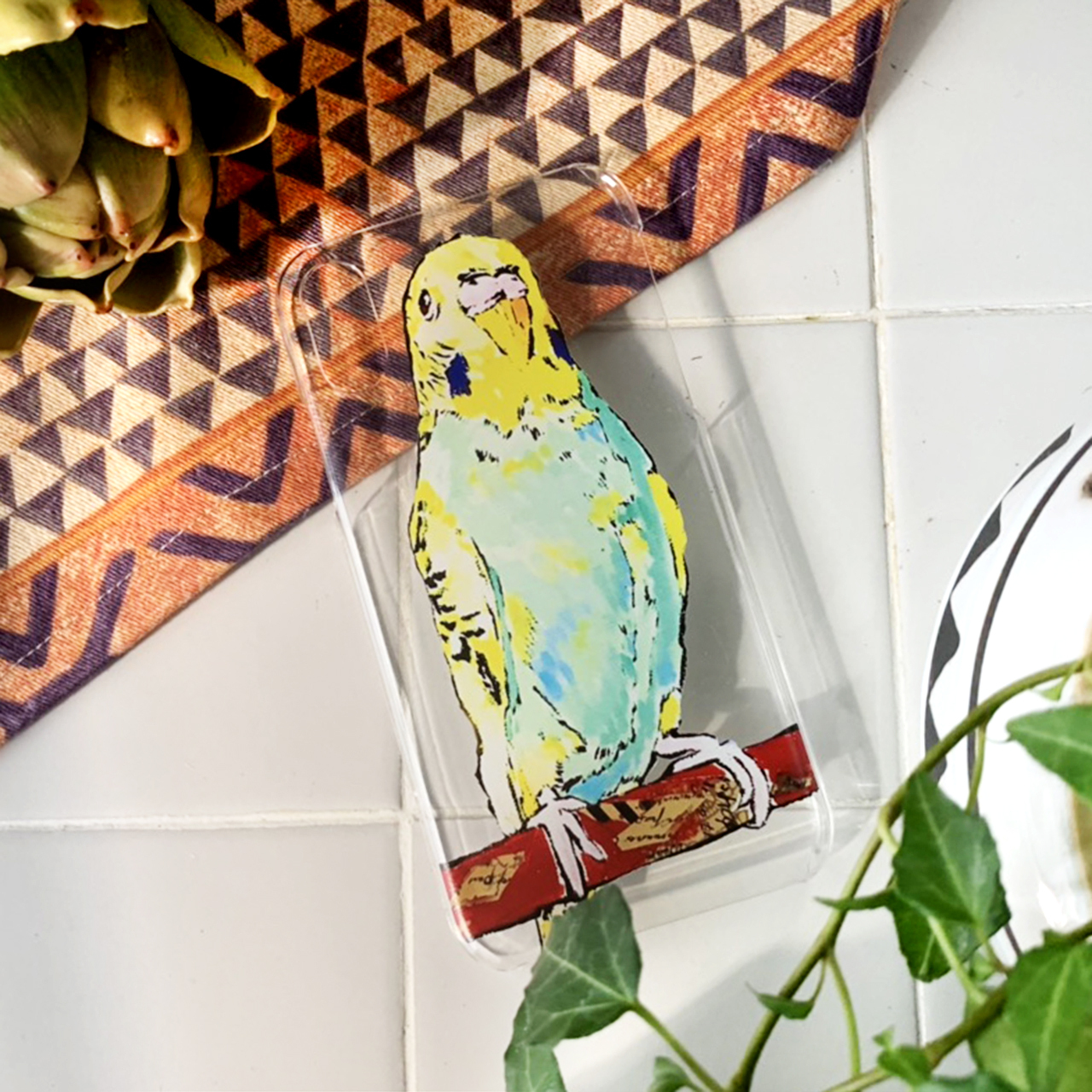 Iphone対応 セキセイインコ クリアスマホケース エメラルド 受注生産 送料無料 Palette Base