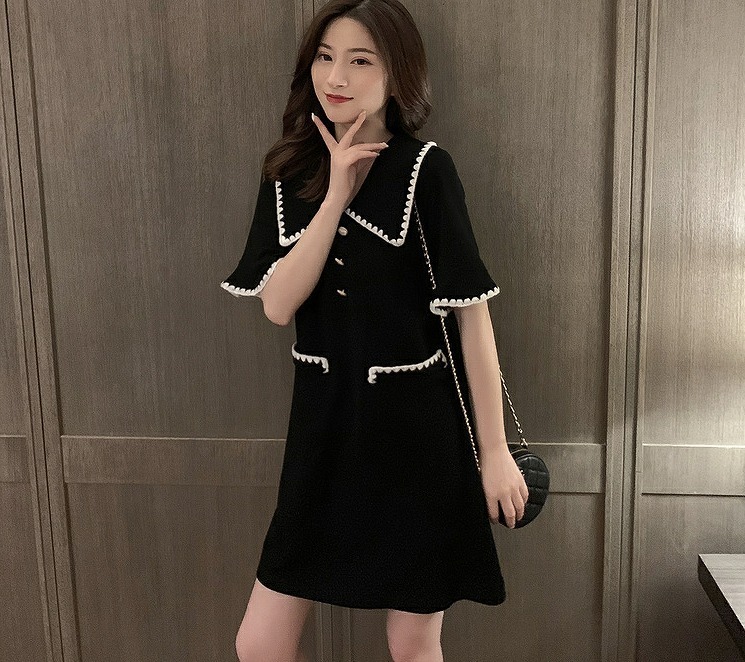 大きいサイズ 韓国レディースファッション 6347 大人可愛い モノトーン ミニ ワンピース 人気プチプラレディース韓国 ファッション新作通販 Aliceholly アリスホーリー