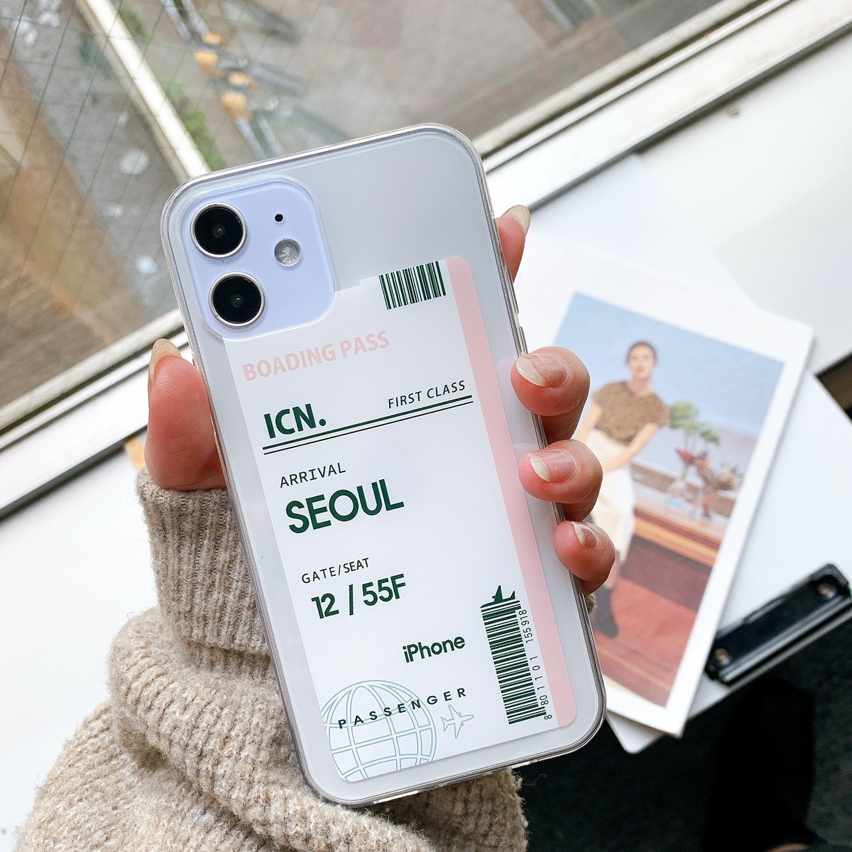 Iphone ケース 韓国 チケットデザインクリアケース パッセンジャー 航空券 ソウル Seoul シンプル 透明 クリア カバー Tpu 個性的 シンプル 大人 女性 男性 傷防止 おしゃれ Iphone 7 8 Se2 X Xs Xr 11 11pro Xsmax 11promax 12