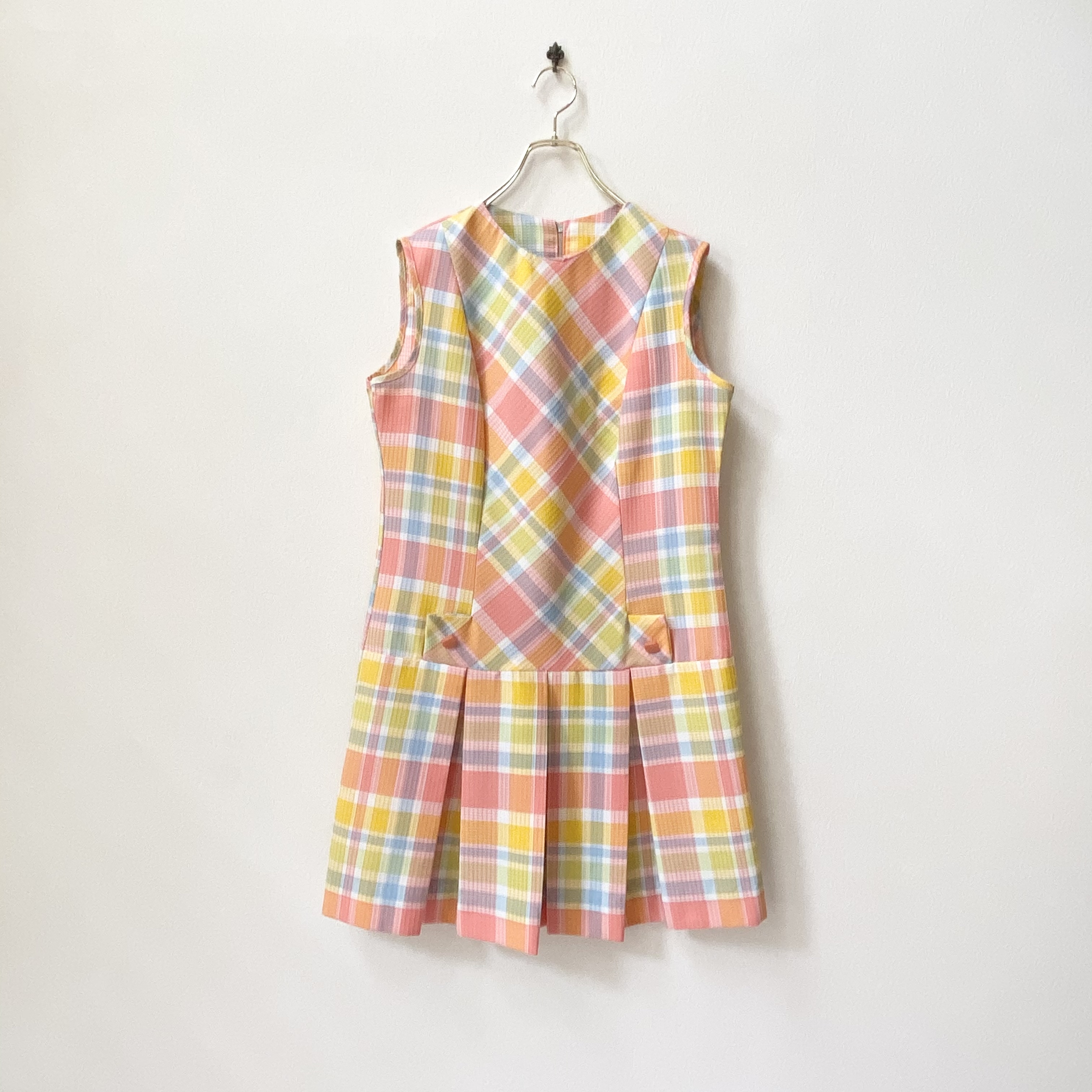 レディース 70 80年代 Usa製 ヴィンテージ プリーツワンピース チェック柄 Ilgwu アメリカ 古着 日本m Roger S Ladies ロジャース レディース