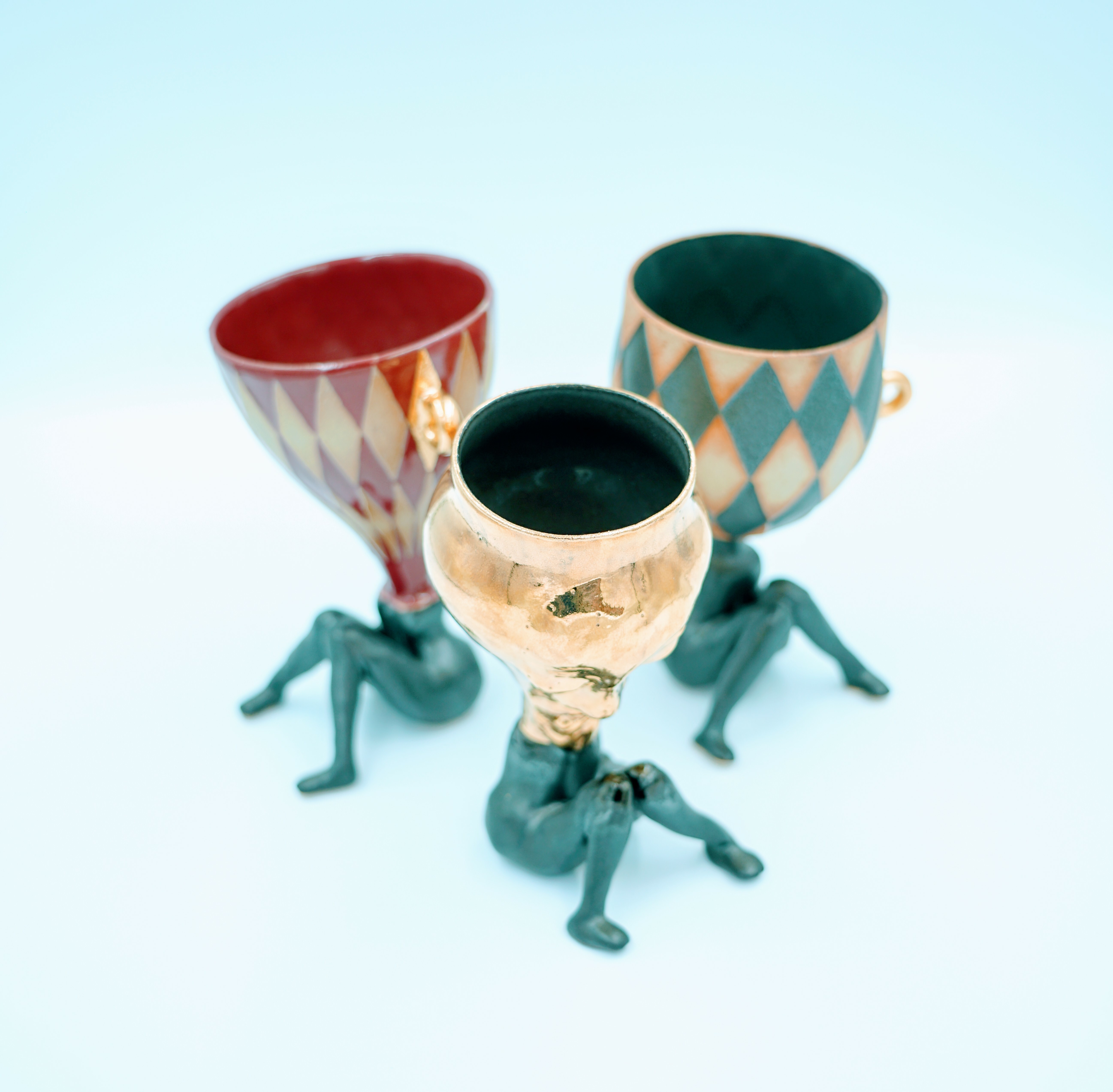 沖縄陶芸家とレミューズコラボ 女性シルエットアートカップ 三色展開 Re Muse