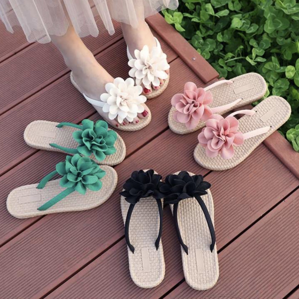 ビーチサンダル 花 フラワーサンダル 黒 ぺたんこサンダル 安い 足が疲れないサンダル 歩きやすい フラットサンダル Sh 0127 Hapi Hapi Girl ハピ ガル