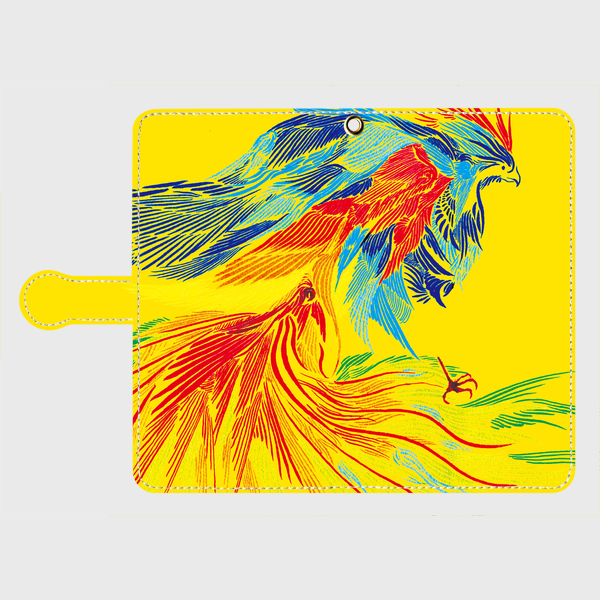 Bmjuzq 02 Android L 手帳型スマホケース 鳥 羽根 不死鳥 極楽鳥 抽象 イラスト Saule Factry