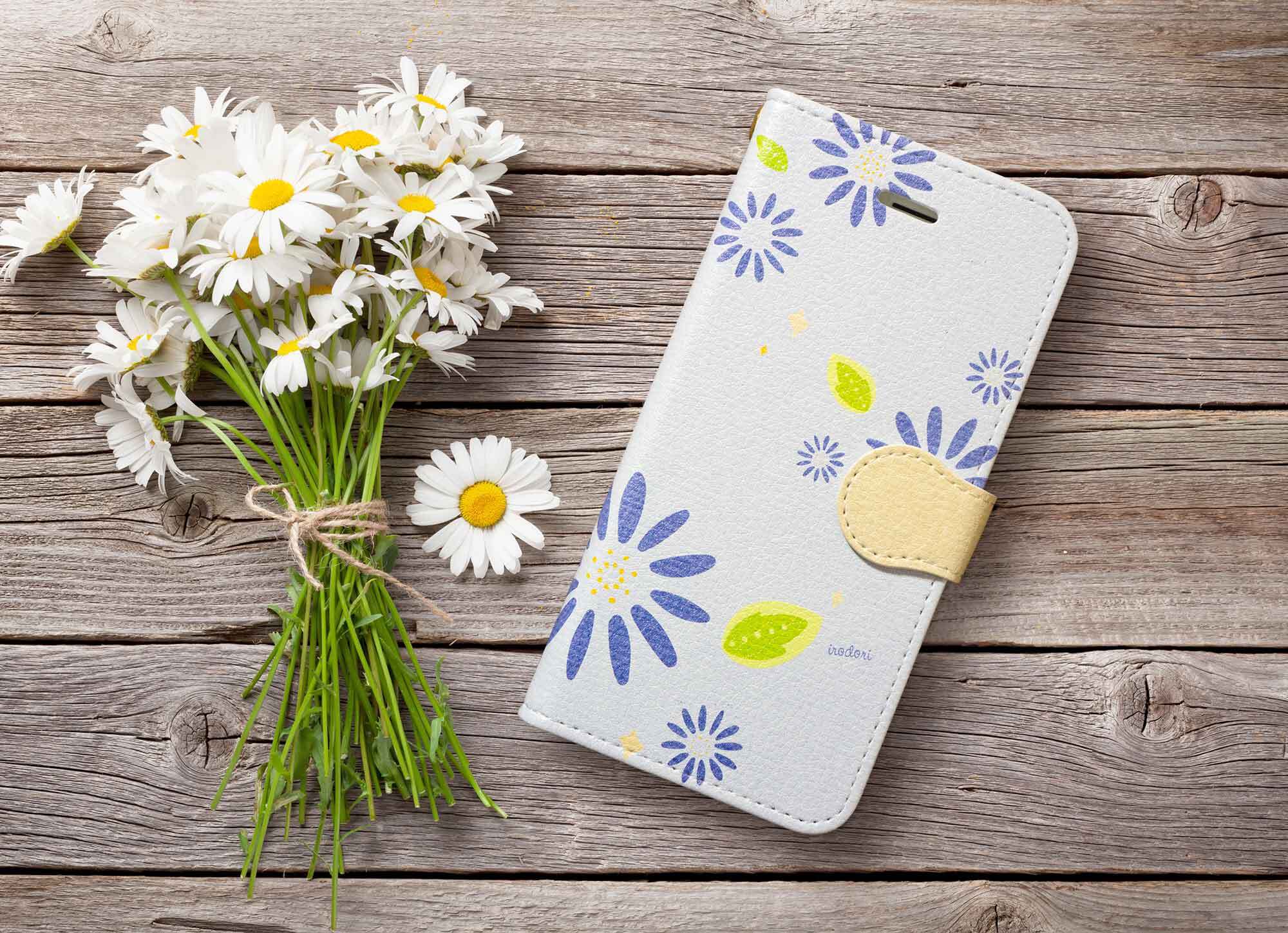 送料無料 つぼみ ブルーデイジー Iphone Android手帳型ケース 受注制作 Terrace Shop 人生の節目をデザインするブランドirodori