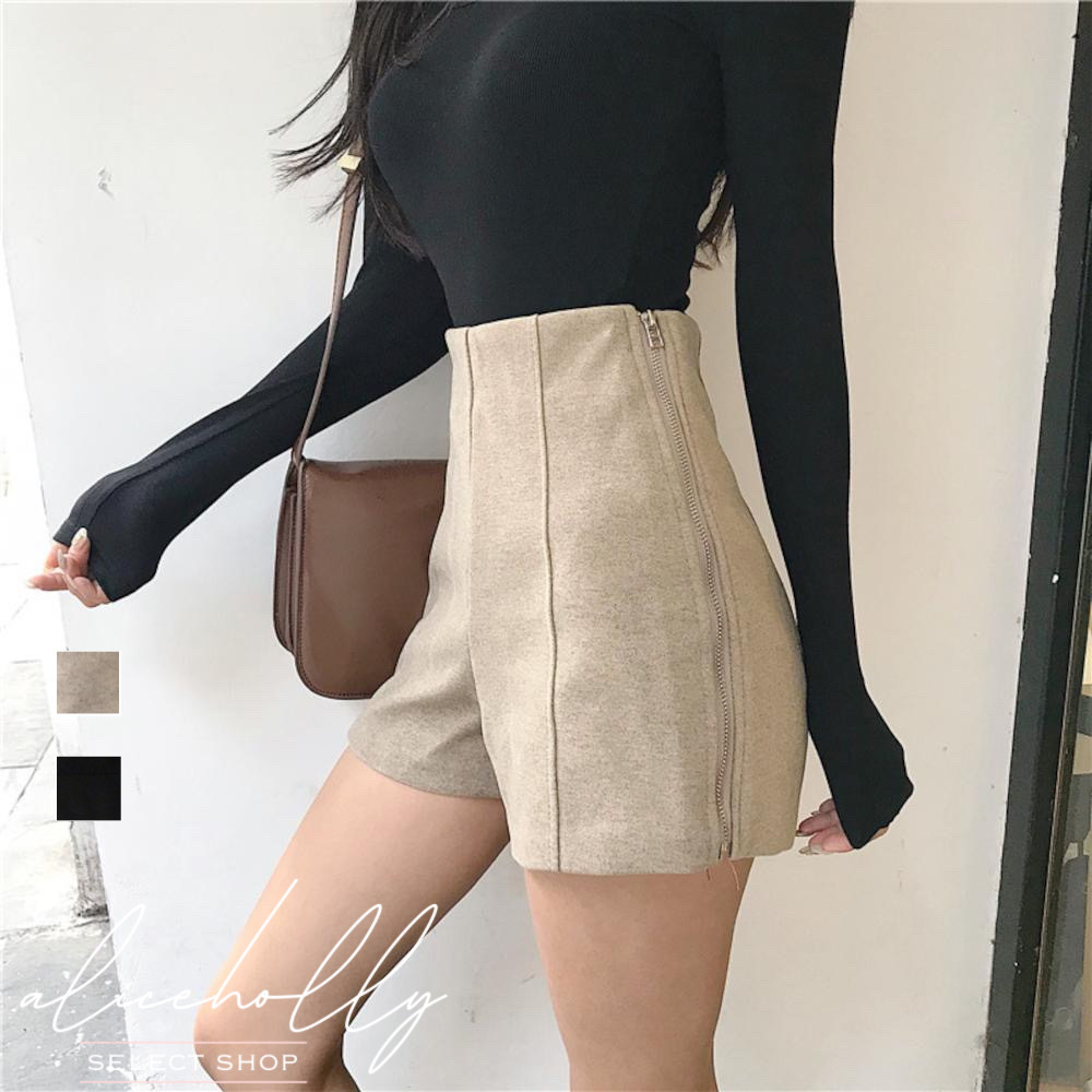 オルチャンファッション 韓国レディースファッション Ah0472 ハイウエスト ウール ショート パンツ 流行オルチャンファッション 人気のプチプラ韓国レディースファッション新作通販 Aliceholly
