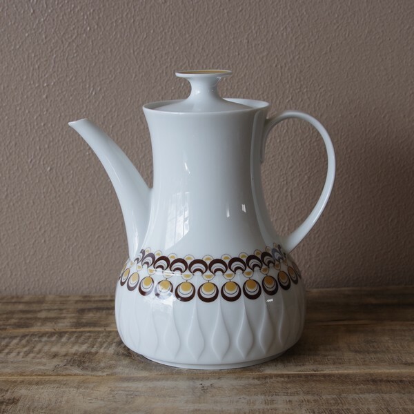 ドイツ製 ヴィンテージ 食器 Thomas トーマス Lanzette コーヒーポット レトロ ランツェッテ アンティーク モダン ブラウン 陶器 Flohmarkt フローマルクト