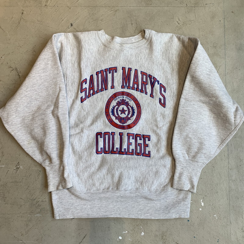 90 S Champion チャンピオン リバースウィーブ スウェット Saint Mary S College セントメアリー大学 カレッジ 刺繍タグ グレー Medium Usa製 希少 ヴィンテージ Ba 1296 Rm1665h Agito Vintage