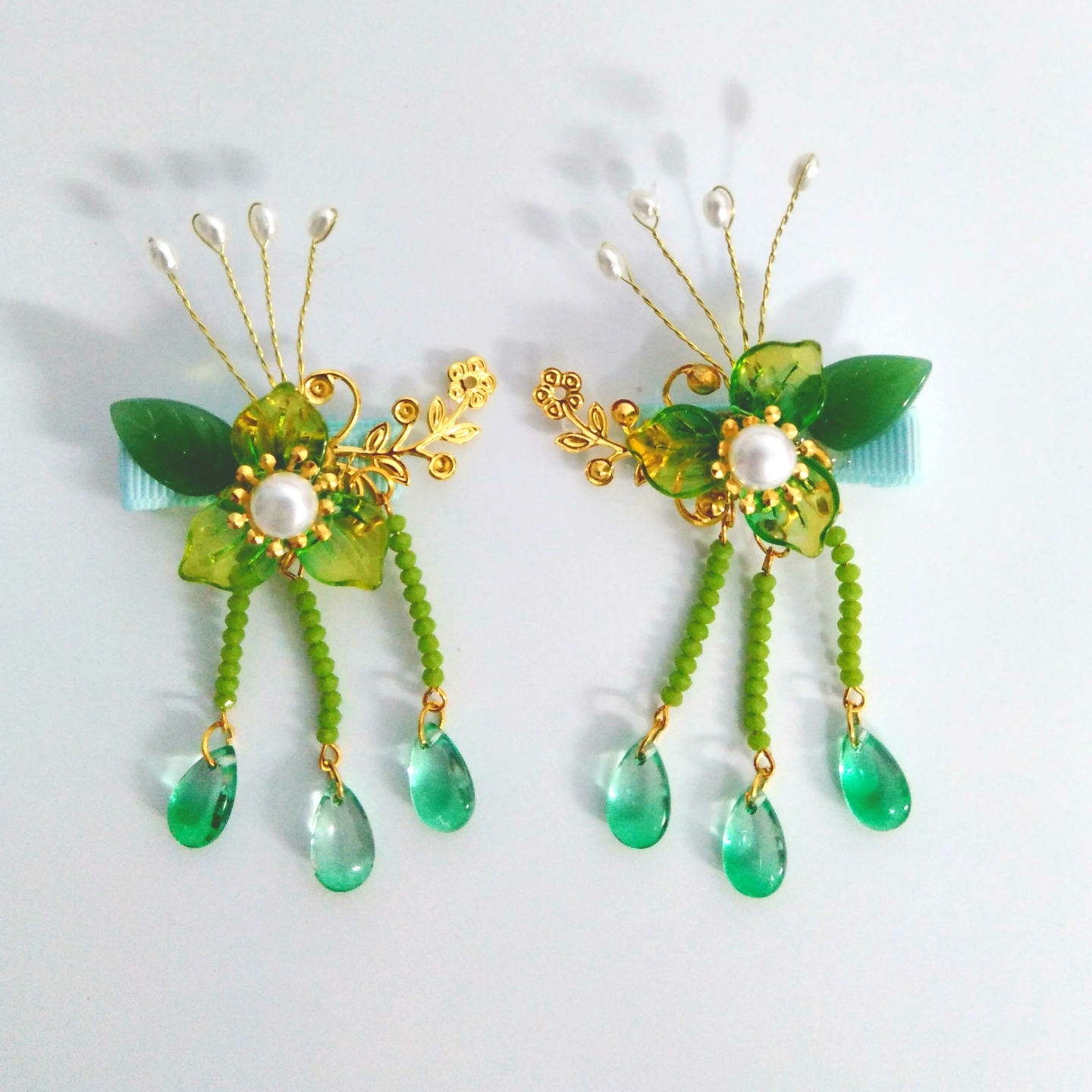 チャイナ髪飾り 若草ー０１ おもガラ庵 再開しました