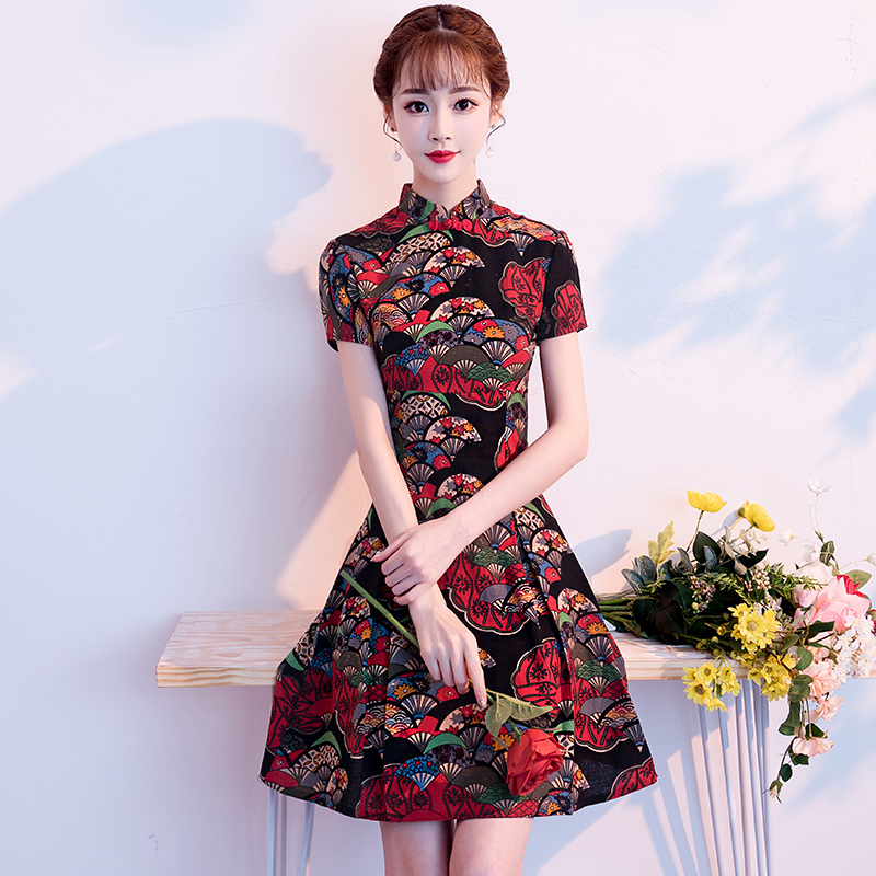 チャイナドレス 成人式 ワンピース パーティードレス チャイナ風服 二次会 女子会 同窓会 スタンドネック アメリカスリーブ ロング丈 改良型チャイナドレス 大きいサイズ Xs S M L Ll 3l 可愛い レッド 赤い Elegant