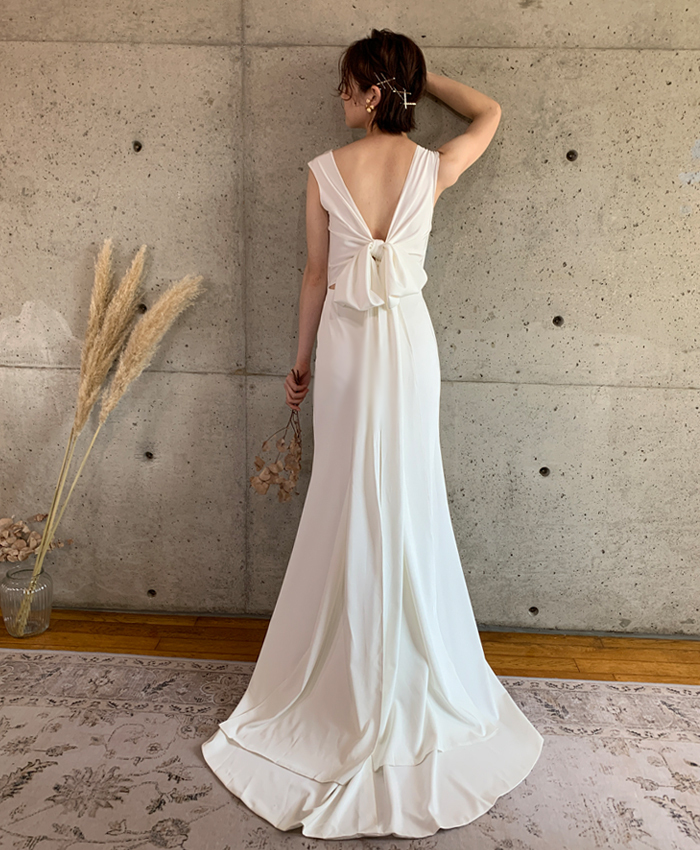 The Urban Blanche Original ウエディングドレス Vネック スレンダードレス リボン 商品番号 The Urban Blanche 覚王山