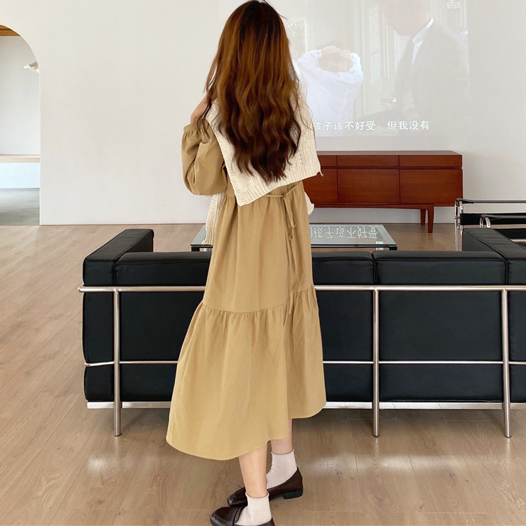 ティアードワンピース ワンピース ロングワンピース 長袖 ゆったり ガーリー かわいい 人気 レディース 安い 韓国ファッション 9160 Sinsakumall