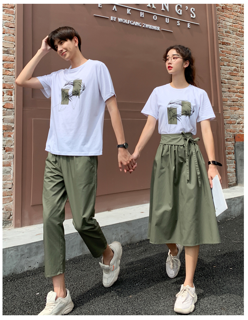 Tシャツ セットアップ 0732 ロングスカートメンズパンツ カップル ペアルック リンクコーデ カジュアル お揃い デート 夫婦 親子 カップルのリンクコーデ専門店 Pair Cele ペアセレ