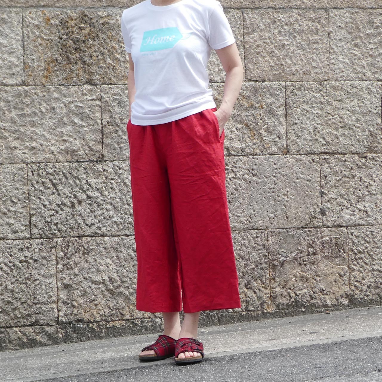 カスタムオーダー リネンイージークロップドパンツ Navy Yard