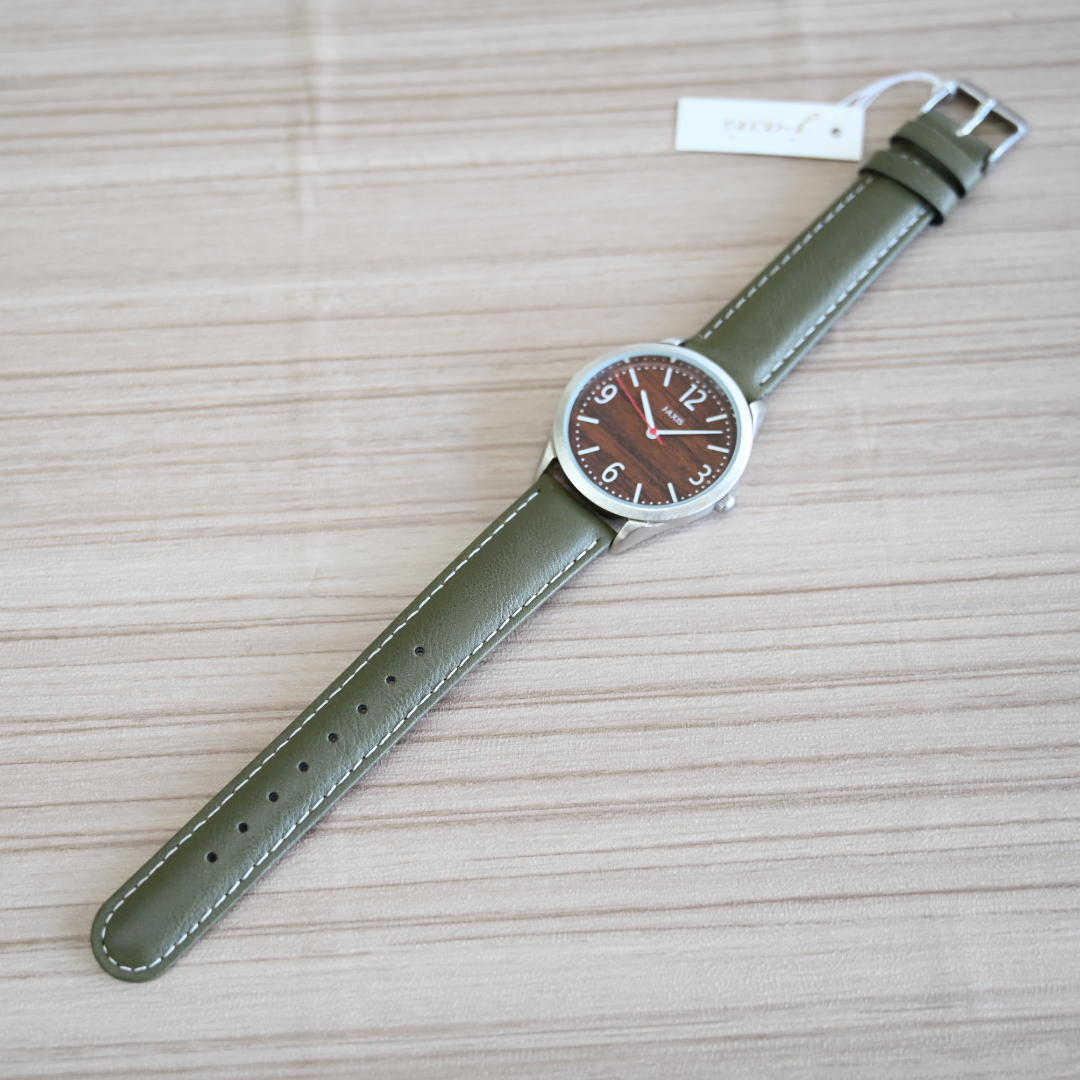 J Axis 腕時計 木目調文字盤 レザーバンド ユニセックス 日本製ムーブメント時計 Hg216 栗田時計店