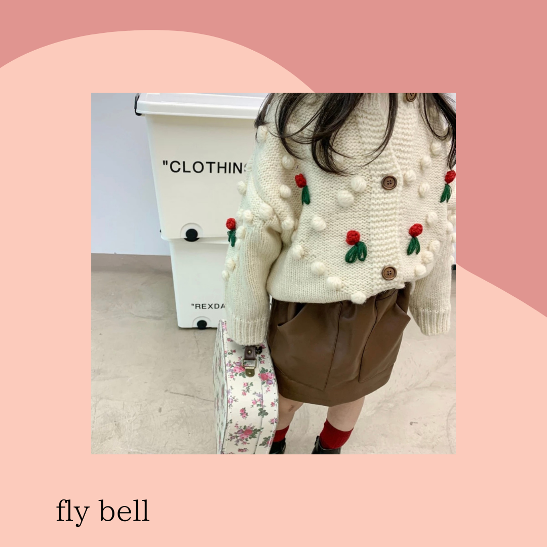 即納有 フラワーニットガーデ お花 ニットカーディガン 海外子供服 プチプラ 韓国 女の子 海外子供服 Fly Bell Import Select Shop