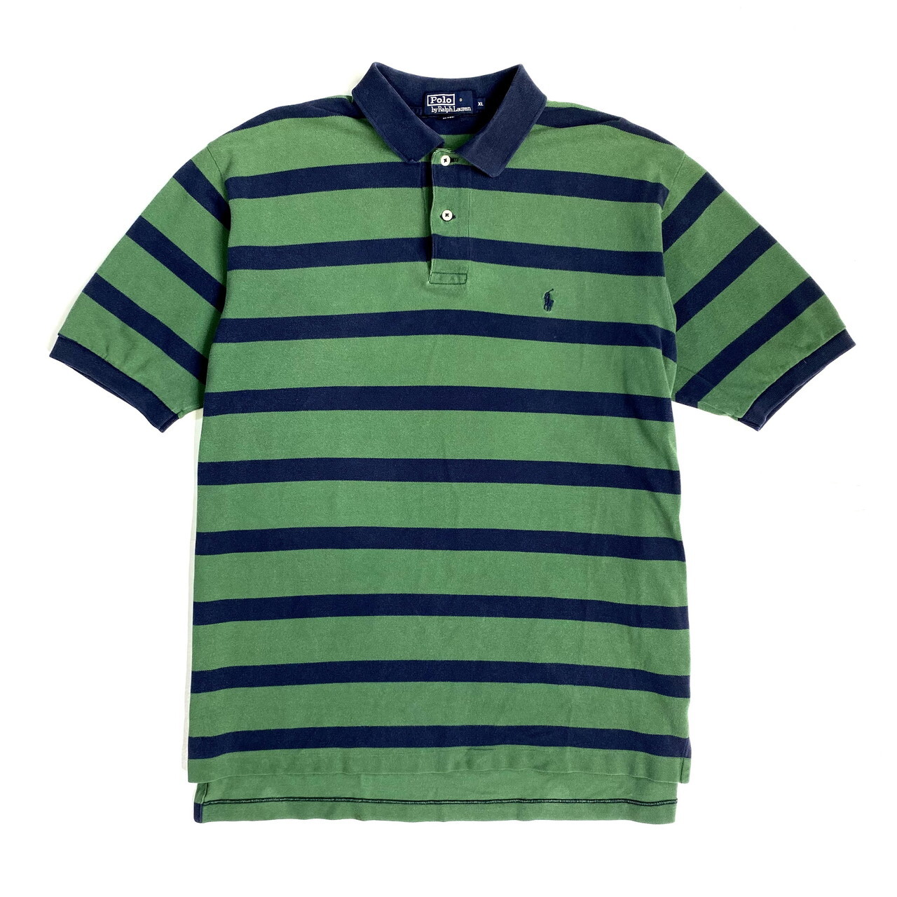 Polo By Ralph Lauren ラルフローレン ボーダー ポロシャツ メンズxl 古着 グリーン ネイビー 緑 紺 ポロシャツ Cave 古着屋 公式 古着通販サイト