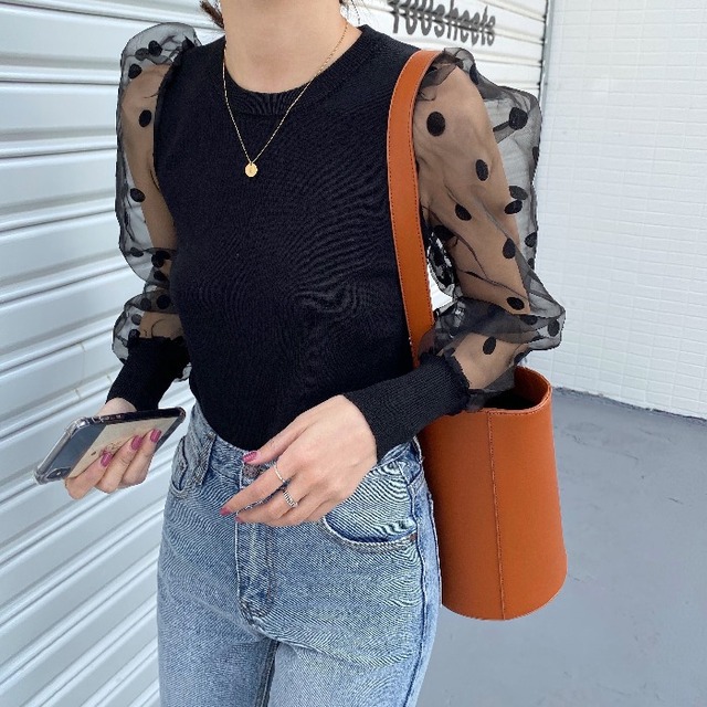 シースルードットトップスc0390 Chery