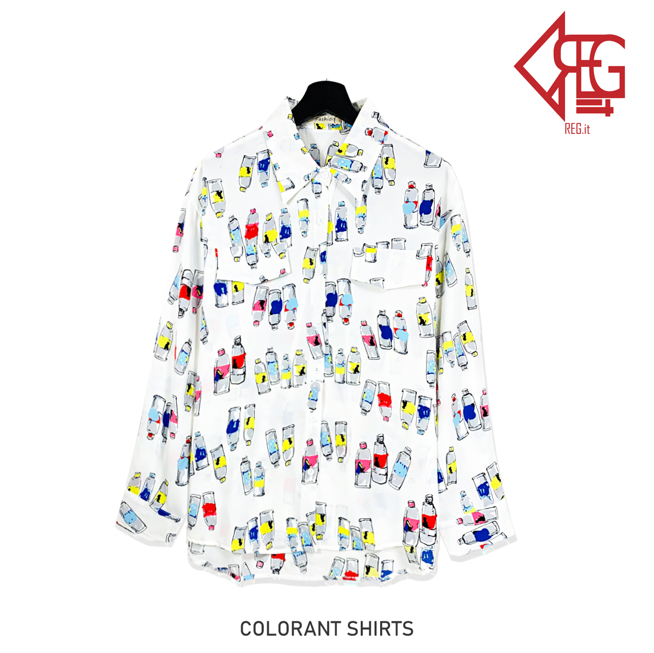 Regit 即納 Colorant Shirts 韓国ファッション 韓国服 かわいいブラウス かわいいシャツ おしゃれ かわいい ユニーク 個性的 Regit