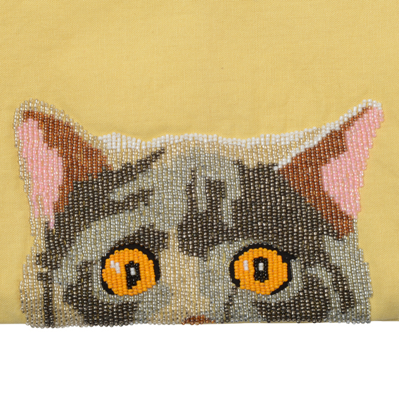 猫ちゃん好きのあの人に贈りたい 手刺繍で丁寧にビーズを塗った猫ちゃんのマルチケース Base Mag